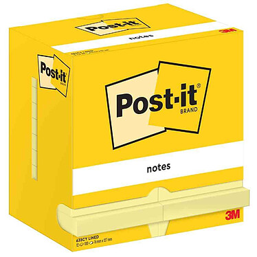 POST-IT Bloc-note adhésif, 127 x 76 mm, ligné, jaune