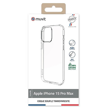 Avis Muvit Coque pour iPhone 15 Pro Max Recyclée Souple Antichoc Transparent