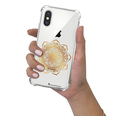 LaCoqueFrançaise Coque iPhone X/Xs anti-choc souple angles renforcés transparente Motif Mandala Or pas cher