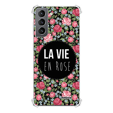 Evetane Coque Samsung Galaxy S21 5G anti-choc souple angles renforcés transparente Motif La Vie en Rose