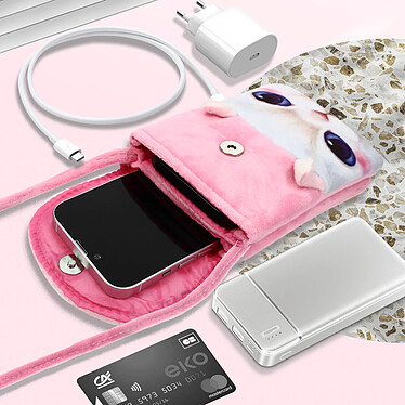 Acheter Avizar Pochette Bandoulière pour Smartphone en Tissu Design Chat  Rose