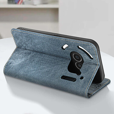 Avis Avizar Étui pour Nothing Phone 2a Texture Denim Clapet Portefeuille et Stand Bleu Chiné