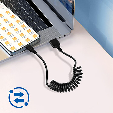 Acheter Avizar Câble USB vers Lightning 2.4A Extensible de 35cm à 80cm Charge Rapide  Noir