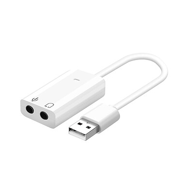Avizar Carte Son Externe USB vers Jack 3.5mm Audio et Microphone Son de Qualité Blanc