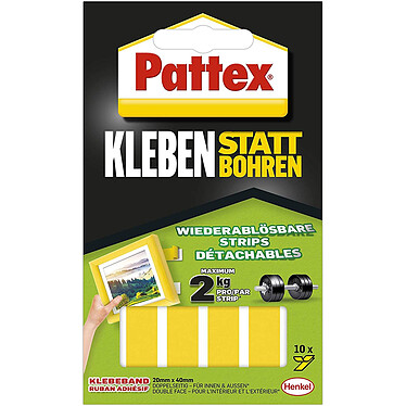 PATTEX Set de 10 pastilles adhesives pour montage detachables jaune