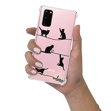 Evetane Coque Samsung Galaxy S20 anti-choc souple angles renforcés transparente Motif Chat Lignes pas cher