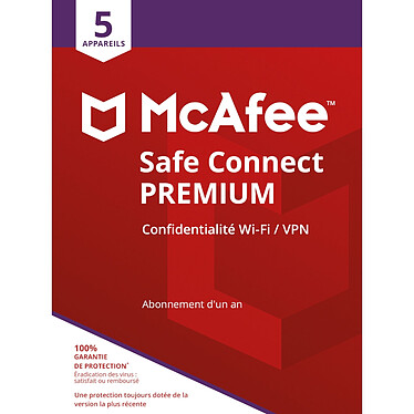 McAfee VPN Safe Connect Premium - Licence 1 an - 5 postes - A télécharger