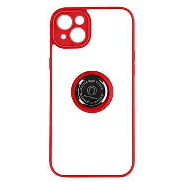 Avizar Coque pour iPhone 14 Plus Bi-matière Bague Métallique Support Vidéo  rouge