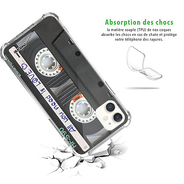 Avis Evetane Coque iPhone 11 anti-choc souple angles renforcés transparente Motif Cassette