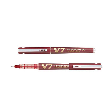 PILOT Roller Rechargeable Hi-TechPoint V7 Begreen Pointe Moyenne Encre liquide Rouge x 10