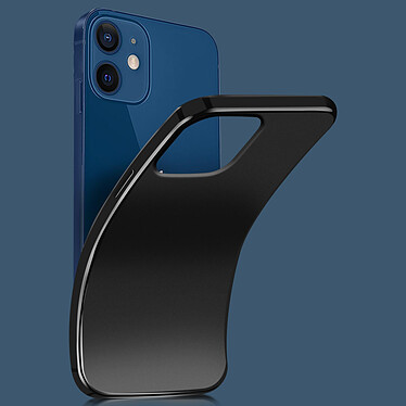 Avizar Coque pour iPhone 12 Mini Silicone Flexible Dos mat Contour glossy Noir pas cher