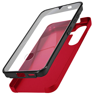 Avizar Coque Intégrale pour Samsung S24 Rigide et Avant Souple Tactile Rouge