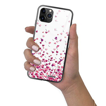 Evetane Coque en verre trempé iPhone 11 Pro Max Confettis De Coeur pas cher
