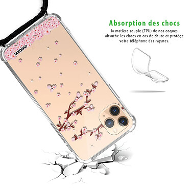 Avis Evetane Coque cordon iPhone 11 Pro noir Dessin Chute De Fleurs