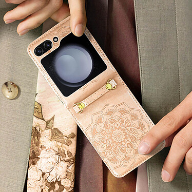 Avizar Coque pour Samsung Galaxy Z Flip 5 Motif fleur  Collection Mandala Blossom Rose gold pas cher