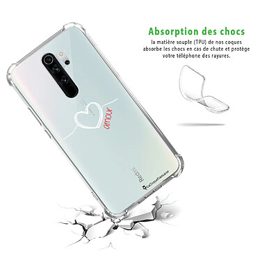 Avis LaCoqueFrançaise Coque Xiaomi Redmi Note 8 Pro anti-choc souple angles renforcés transparente Motif Coeur Blanc Amour