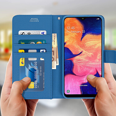 Avis Avizar Housse Samsung Galaxy A10 Etui Portefeuille Porte-carte Support Vidéo bleu
