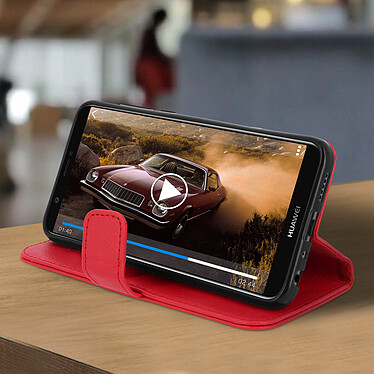 Acheter Avizar Housse Huawei P Smart Etui Portefeuille Coque Silicone Support Vidéo Rouge