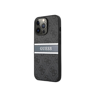 Guess Coque pour Apple iPhone 13 Pro PU 4G Stripe Gris