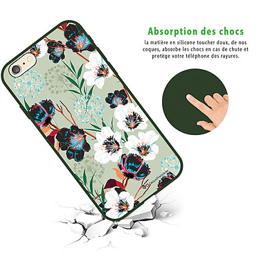 Avis LaCoqueFrançaise Coque iPhone 6/6S Silicone Liquide Douce vert kaki Fleurs vert d'eau