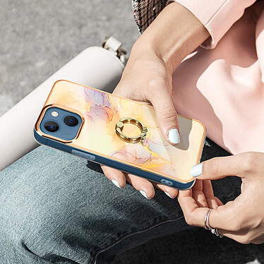 Avizar Coque iPhone 13 Mini Bi-matière avec Bague de maintien Motif marbre - rose pas cher