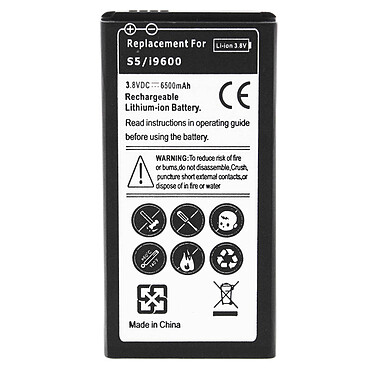 Avizar Batterie Haute Capacité 6500mAh pour Samsung Galaxy S5 - Cache Batterie Blanc