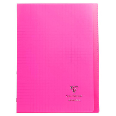 CLAIREFONTAINE Cahier Protège-cahier Koverbook Piqué Polypro A4 96p séyès Rose Transparent