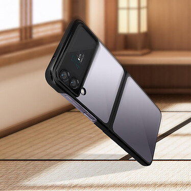 Forcell Coque pour Samsung Z Flip 4 Rigide Dos Transparent Bord Noir Chromé pas cher