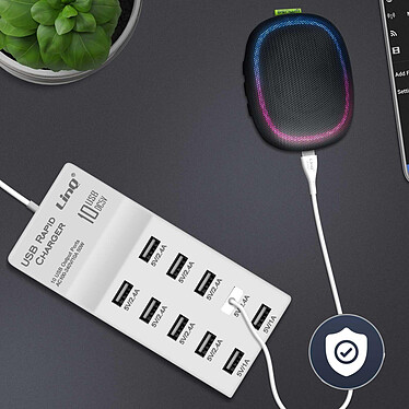 Chargeur Secteur USB 10 Ports 50W Recharge Rapide Design Compact LinQ Blanc pas cher