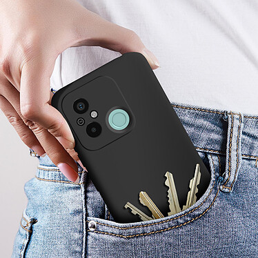 Avizar Coque pour Xiaomi Redmi 12C Silicone Semi-rigide Finition Douce au Toucher Fine  Noir pas cher