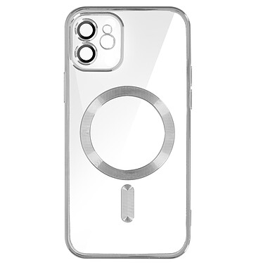 Avizar Coque MagSafe pour iPhone 12 Silicone Protection Caméra  Contour Chromé Argent