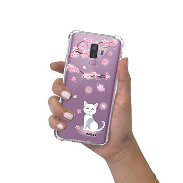 Evetane Coque Samsung Galaxy S9 Plus anti-choc souple angles renforcés transparente Motif Chat et Fleurs pas cher