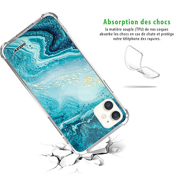 Avis Evetane Coque iPhone 11 anti-choc souple angles renforcés transparente Motif Bleu Nacré Marbre
