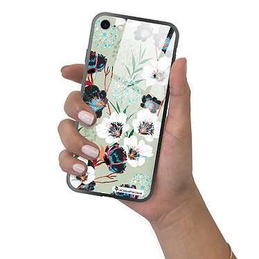 LaCoqueFrançaise Coque iPhone 7/8/ iPhone SE 2020/ 2022 Coque Soft Touch Glossy Fleurs vert d'eau Design pas cher