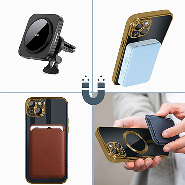 Acheter Avizar Coque MagSafe pour iPhone 14 Plus Silicone Protection Caméra  Contour Chromé Or
