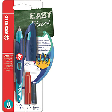 STABILO Blister x 1 stylo-plume EASYbirdy droitier + clé de réglage - bleu/turquoise