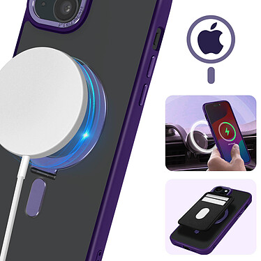 Acheter Avizar Coque MagSafe pour iPhone 15 Silicone Gel Anneau Fonction Support  Dos Givré Contour Violet