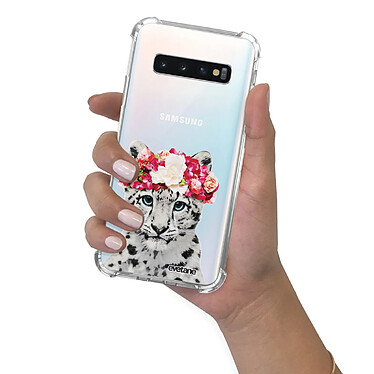 Evetane Coque Samsung Galaxy S10 Plus anti-choc souple angles renforcés transparente Motif Leopard Couronne pas cher