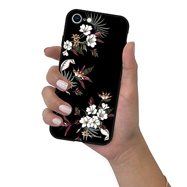 Acheter LaCoqueFrançaise Coque iPhone 7/8/ iPhone SE 2020 Silicone Liquide Douce noir Fleurs Sauvages