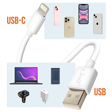 LinQ Câble USB vers Lightning Charge et Synchronisation Longueur 1m Blanc pas cher