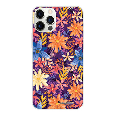 LaCoqueFrançaise Coque iPhone 12 Pro Max 360 intégrale transparente Motif Fleurs violettes et oranges Tendance