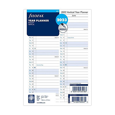 FILOFAX Recharge Planning annuel vertical - anglais - Format A5 - 2023