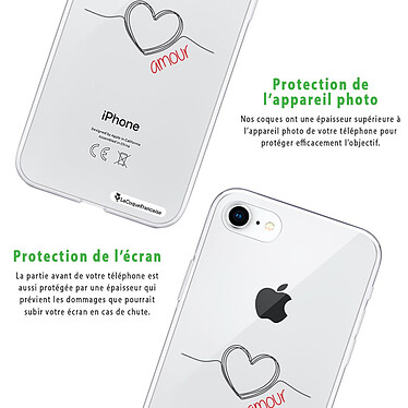 LaCoqueFrançaise Coque iPhone 7/8/ iPhone SE 2020/ 2022 silicone transparente Motif Coeur Noir Amour ultra resistant pas cher