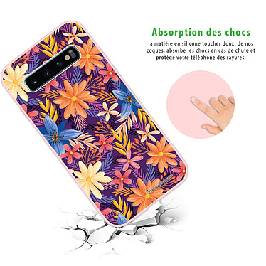 Avis LaCoqueFrançaise Coque Samsung Galaxy S10 Silicone Liquide Douce rose pâle Fleurs violettes et oranges