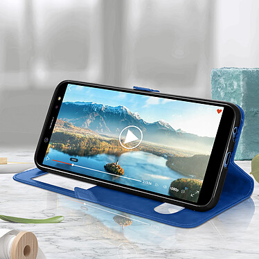 Acheter Avizar Etui folio Bleu Éco-cuir pour Samsung Galaxy A6 Plus