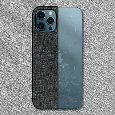 Avizar Coque iPhone 12 Pro Max Hybride Finition Tissu Anti-traces Lavable gris pas cher