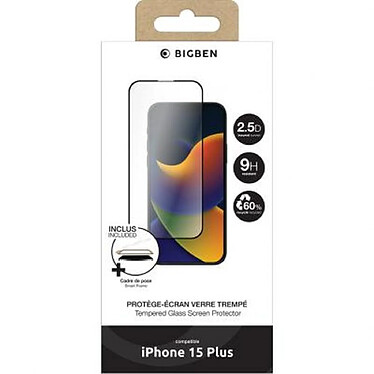 BigBen Connected Protège écran pour Apple iPhone 15 Plus 2.5D Oléophobe avec SmartFrame™ Transparent pas cher