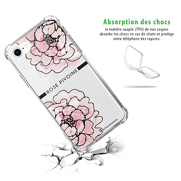 Avis LaCoqueFrançaise Coque iPhone 7/8/ iPhone SE 2020 anti-choc souple angles renforcés transparente Motif Rose Pivoine