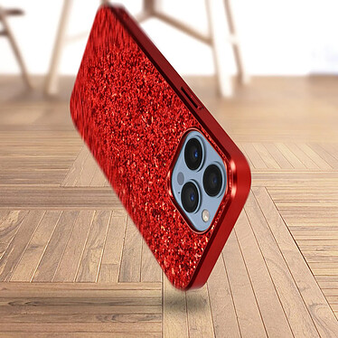 Avizar Coque iPhone 13 Pro Max Design Paillettes Rigide Finition Relief Rouge pas cher