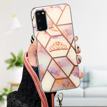 Avis Avizar Coque Samsung Galaxy S20 Plus Motif géométrique avec Cordon Amovible rose gold